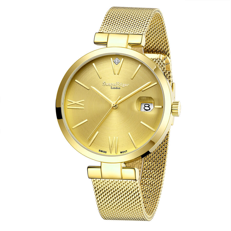 Swan & Edgar Pastel Automatic Gold Dial Ladies Watch SEL003