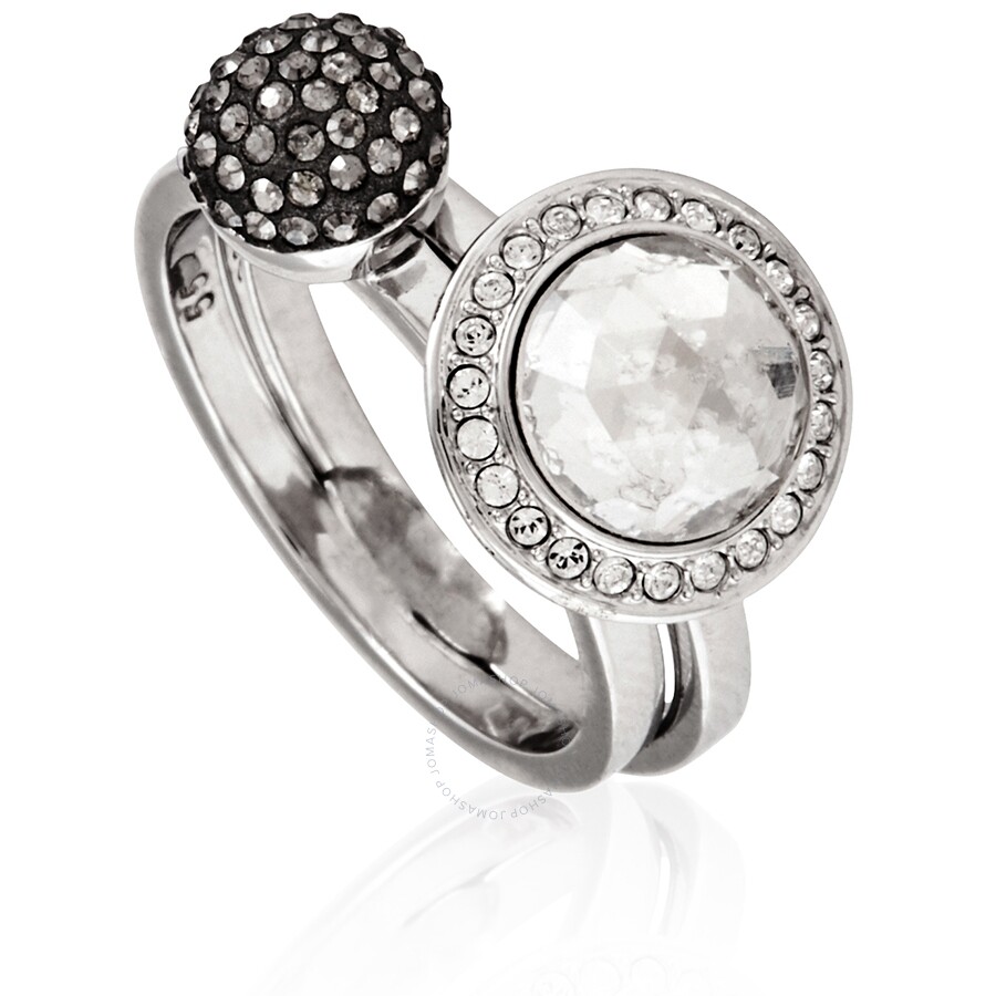 Contemporary cuff and hoops set in real Rhodium plating