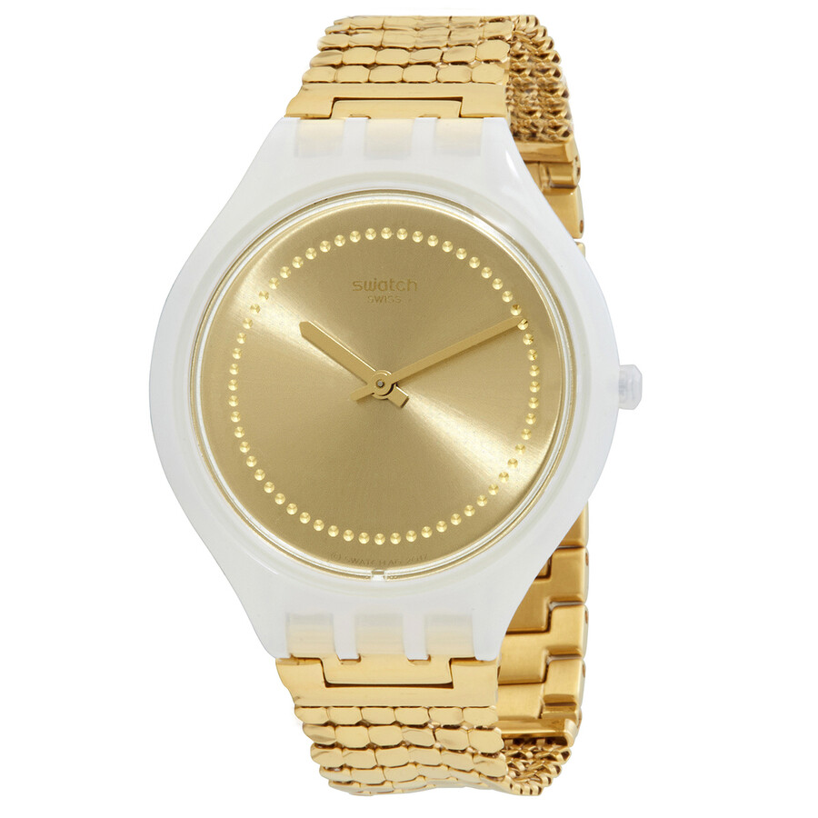 Swatch Skinglance Quartz Gold Dial Ladies Watch SVOW104GB Watches, Other