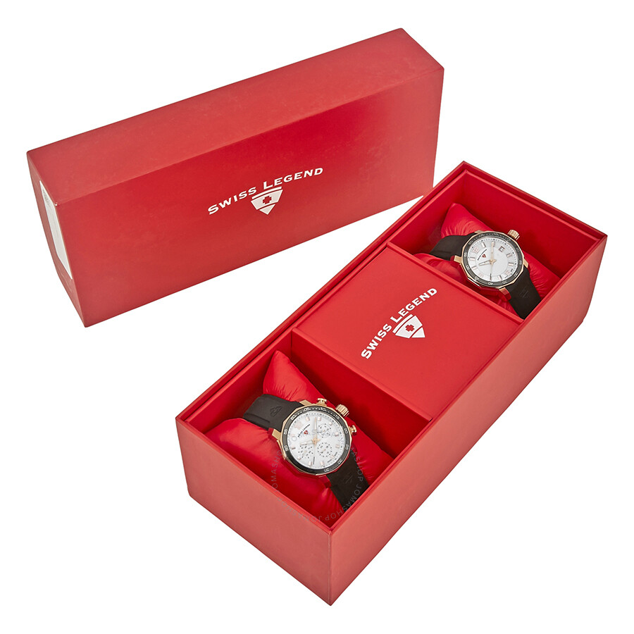 White Mother of Pearl Black Silicone Strap Watch Set