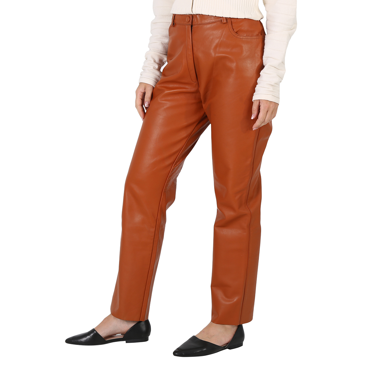 Tach Clothing Ladies Rust Brown Dilma Leather Pant, Brand Size Medium