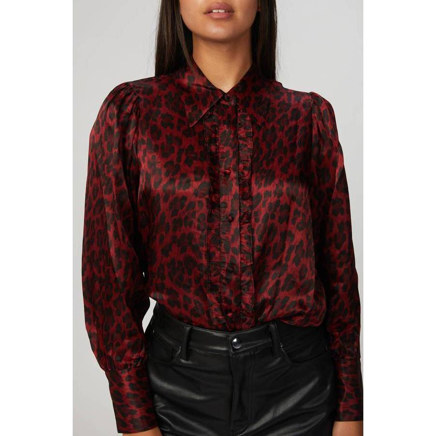 Leopard Velvet Button Down Blouse main image 1