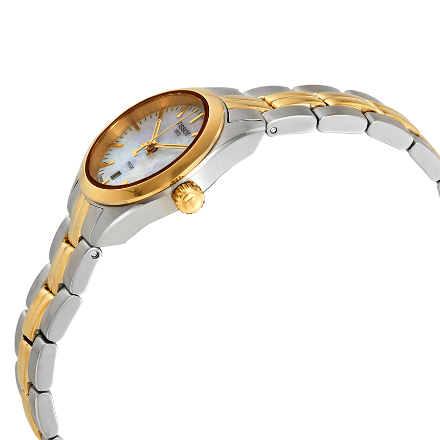 Tissot PR 100 White Mother of Pearl Dial Two-tone Ladies Watch  T1010102211100 7611608285305 - T-Classic, PR 100 - Jomashop