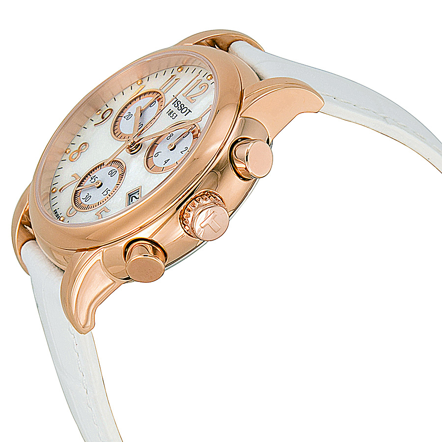 Tissot Dressport Chronograph Mother of Pearl Dial White Leather Strap Watch for Women - T050.217.17.117.00