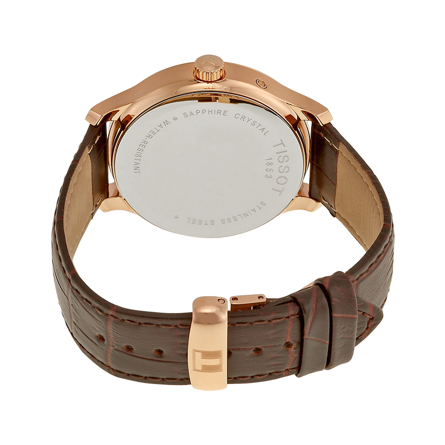 Tissot Tradition Rose-G Tone Brown Leather Watch T0636393603700