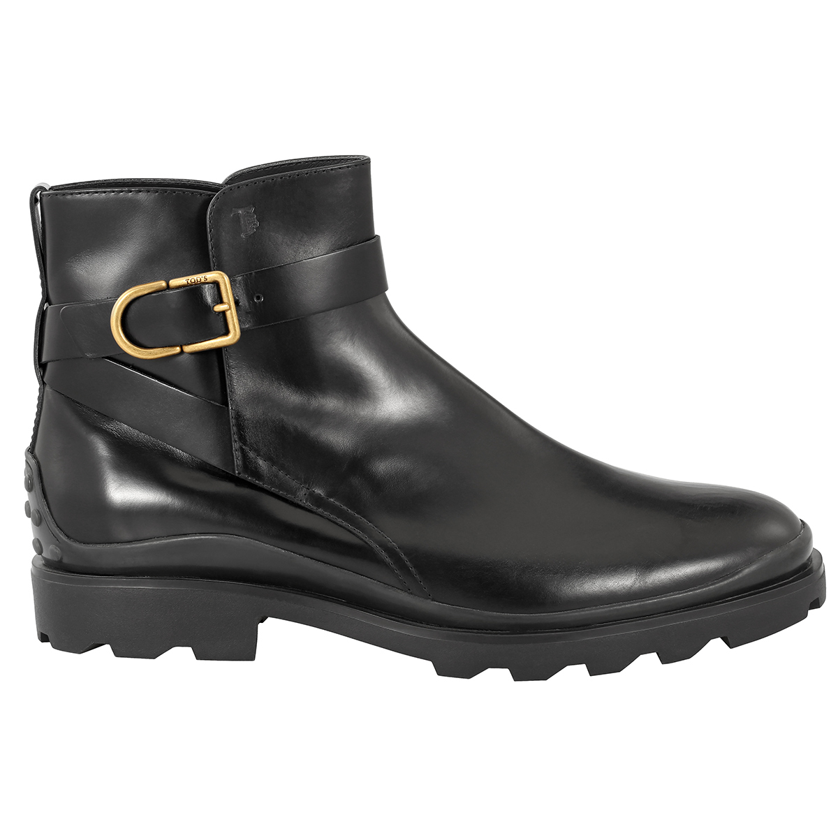 Tods Black Buckled Leather Ankle Boots, Brand Size 9 ( US Size 10 ) in Black