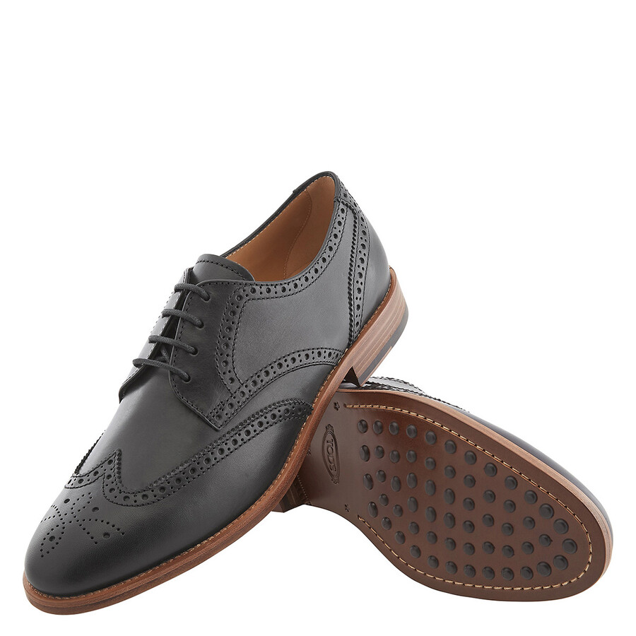 Tod's Men's Black Wingtip Perforated LaceUps Derby, Brand Size 7 ( US