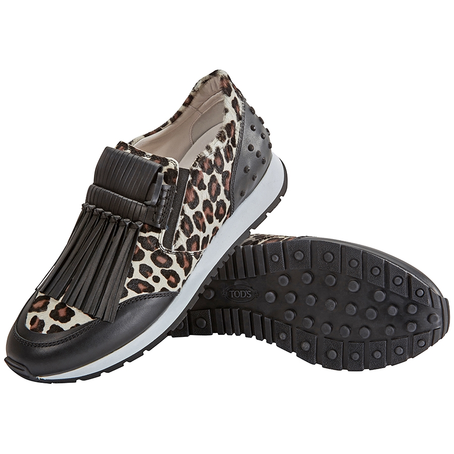 Tod's Womens Knotted Fringed Sneakers in Black/White XXW0YO0P250FAC0002 -  Shoes, Tods - Jomashop