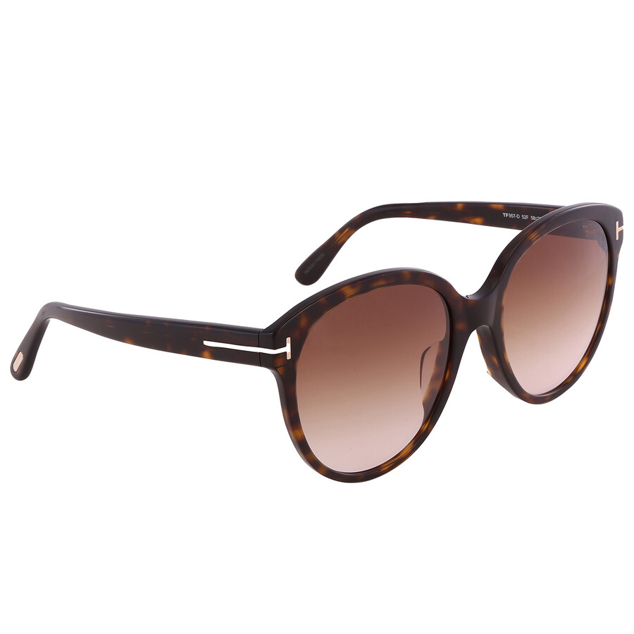Tom Ford Gradient Brown to Pink Round Ladies Sunglasses FT0957D 52F 58