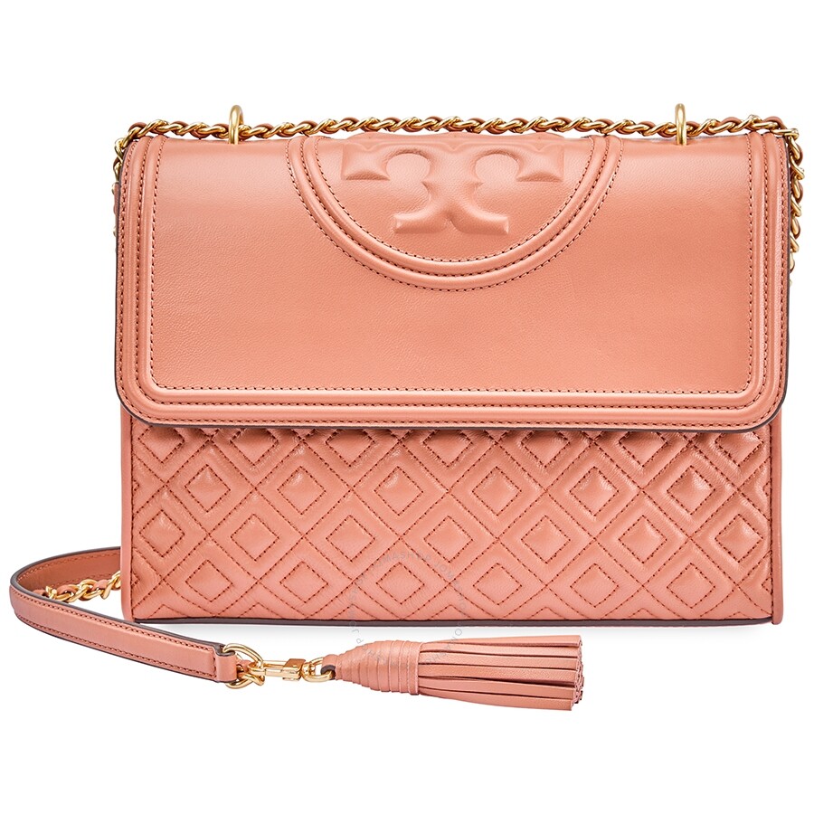 Tory Burch Fleming Convertible Leather Shoulder Bag Tramonto 43833235