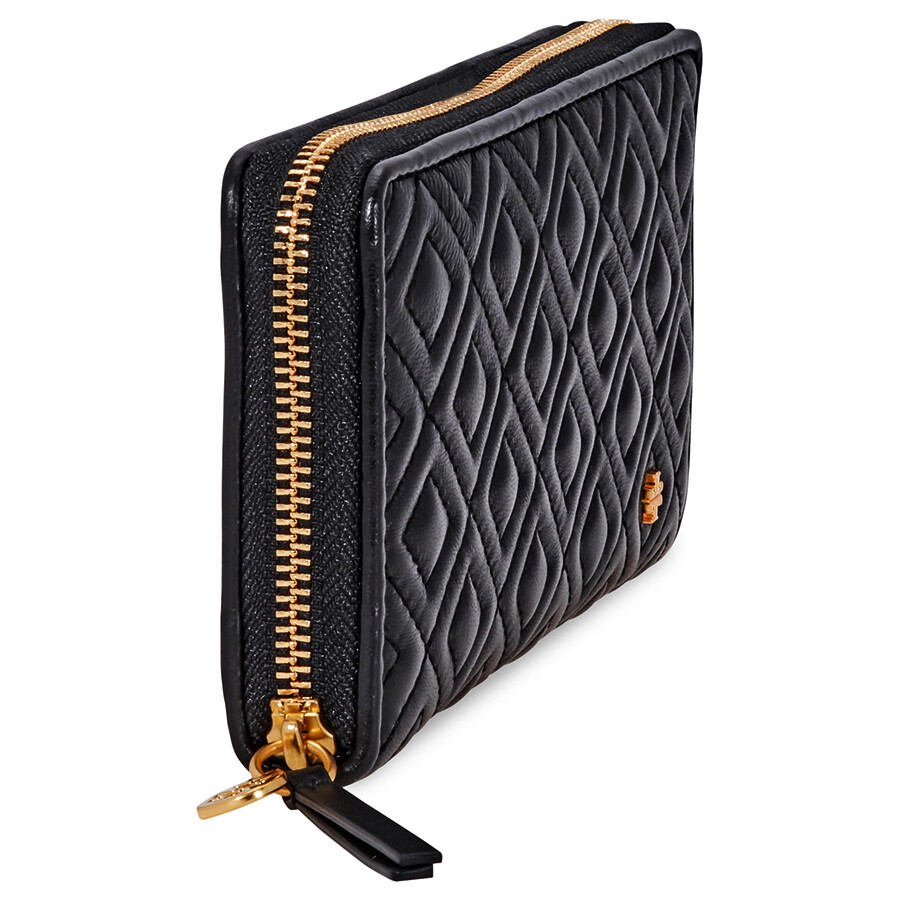 Tory Burch Fleming Quilted Zip Continental Wallet Black 46542001