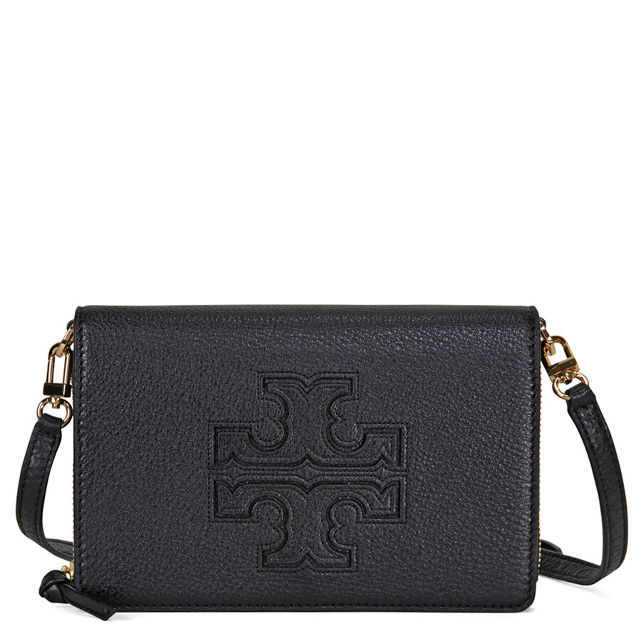 Tory Burch Harper Flat Wallet Leather Crossbody Black 33005001