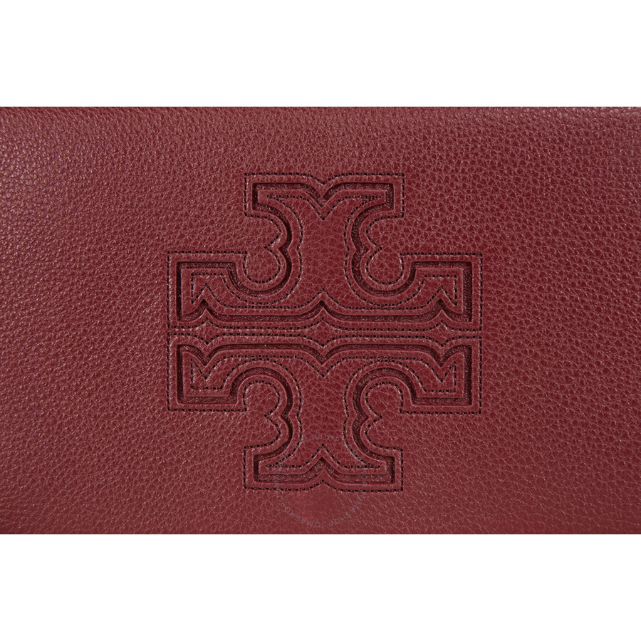 Tory Burch Harper Flat Wallet Leather Crossbody Dark Merlot 33005513