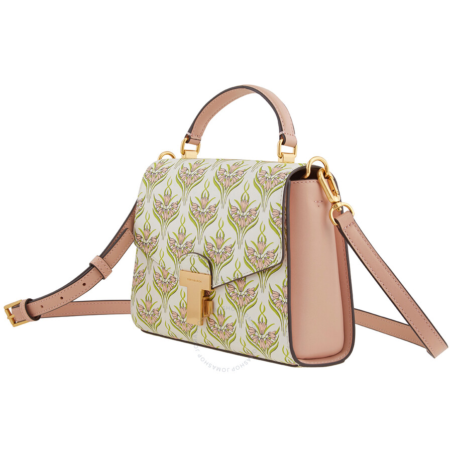 Tory Burch Juliette Printed Small Tophandle Satchel In Pink Meridian