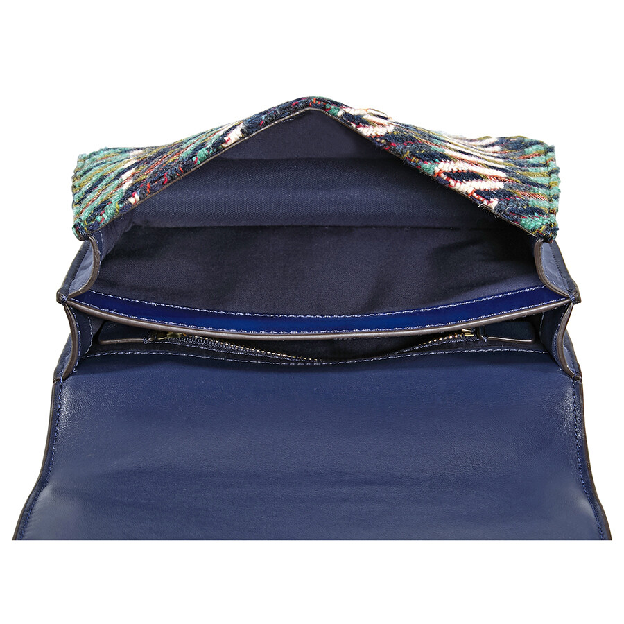 Tory Burch Juliette Tweed Mini Top Handle Satchel Green Dogstooth