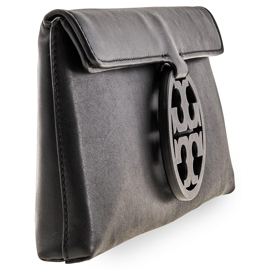 Tory Burch Miller Leather Clutch Black 56267001 192485194289 Handbags, Miller