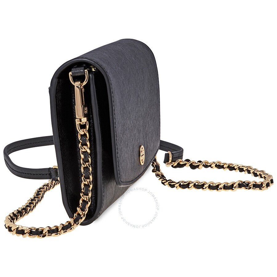 tory burch black crossbody gold chain