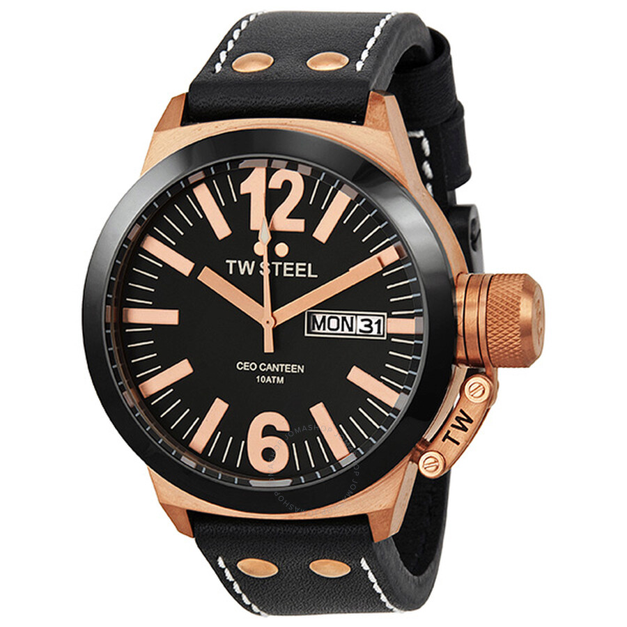 CEO Canteen Black Leather Men's Watch