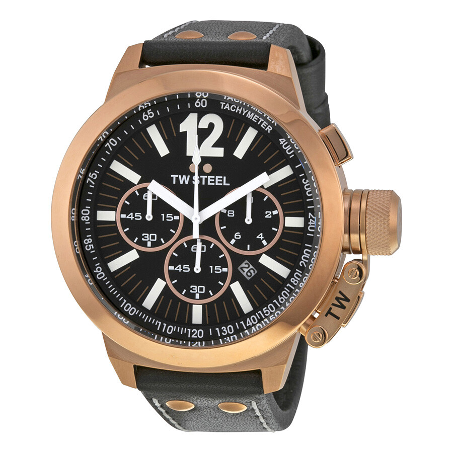 CEO Chronograph Black Dial 50mm Black Leather Men's Watch