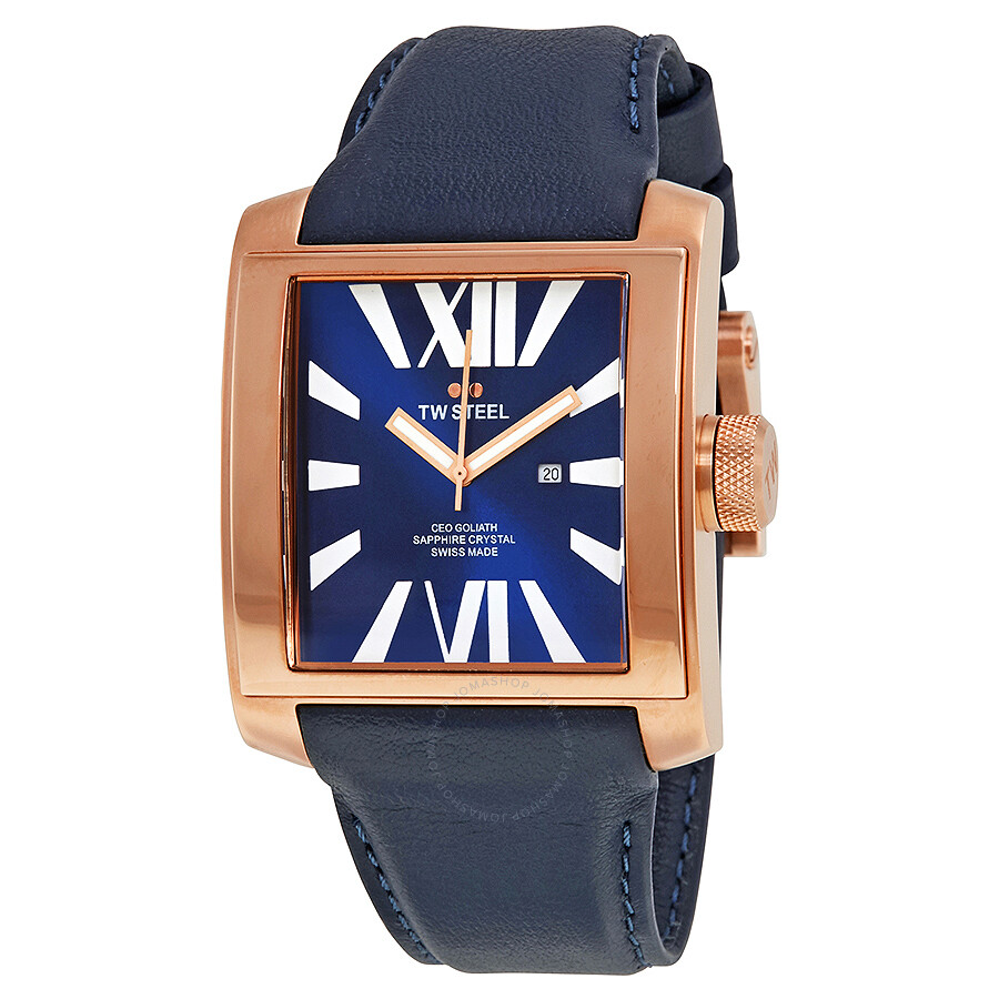 CEO Goliath Blue Dial Dark Blue Leather Men's Watch