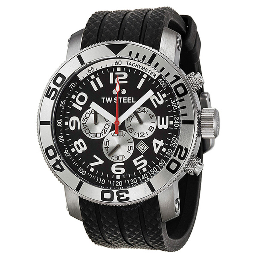 Tw Steel Grandeur Diver 48 MM Black Dial Black Rubber Strap Men s