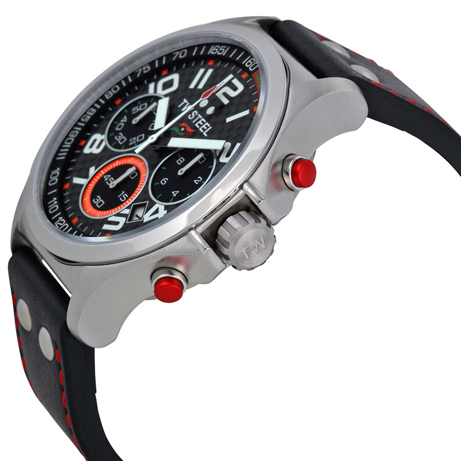 Tw Steel Sahara Force India Black Dial Black Leather Strap Men's Watch