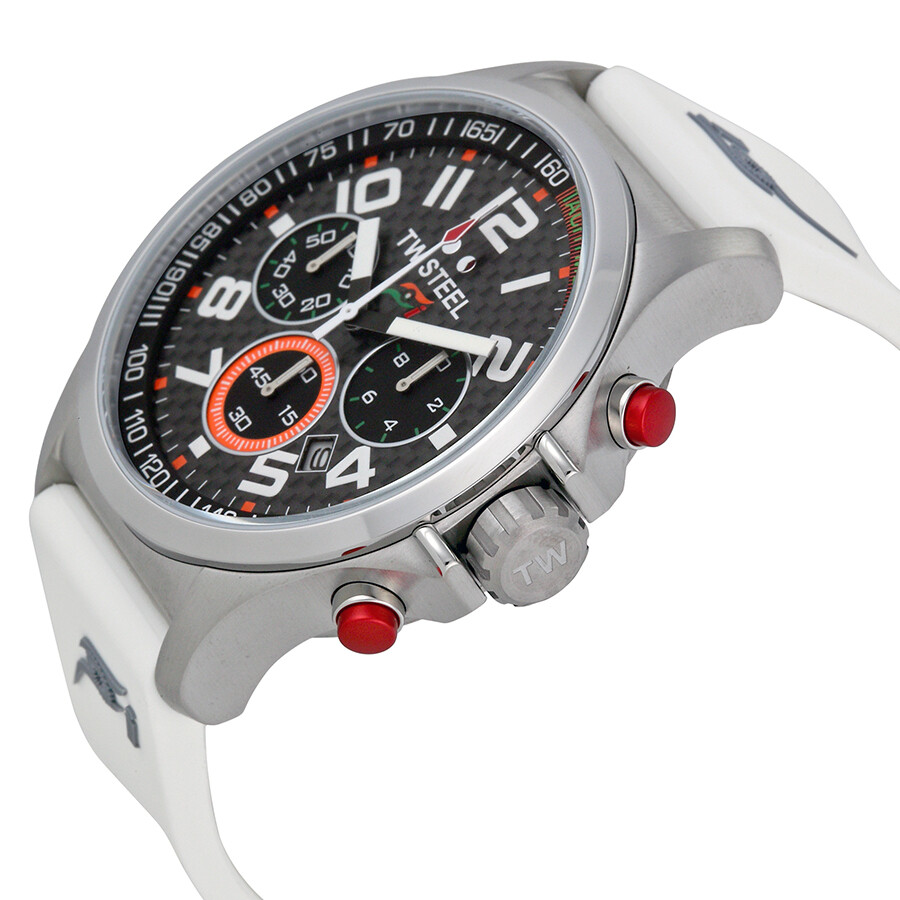 Tw Steel Sahara Force India Chronograph Black Dial White Rubber Men's