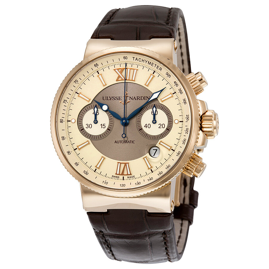 Maxi Marine Automatic Chronograph Ivory Dial 18kt Rose Gold Men's Watch