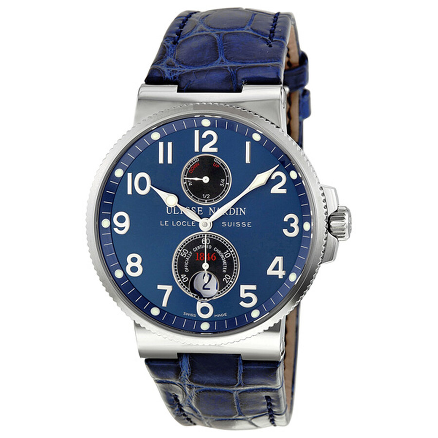 Maxi Marine Chronometer Blue Dial Leather Men's Watch