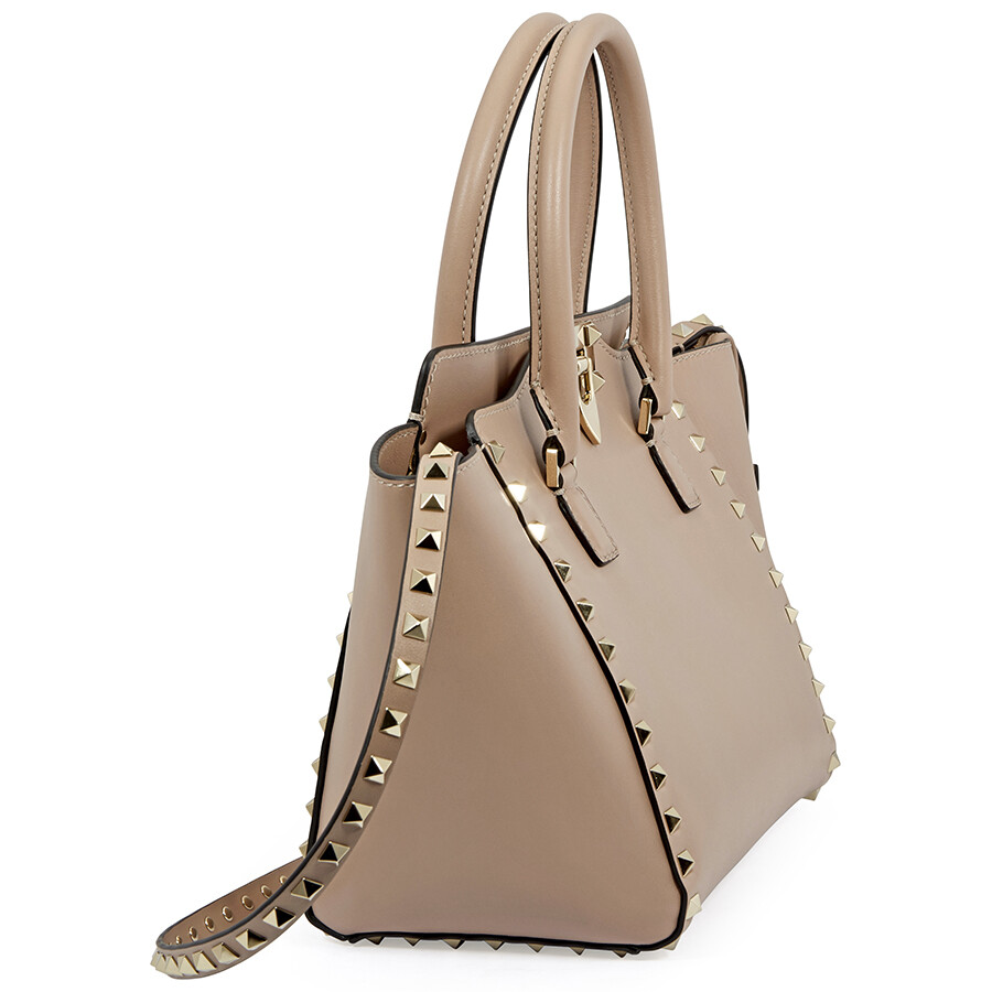 Valentino Garavani Rockstud Small Double Handle Leather Tote Bag