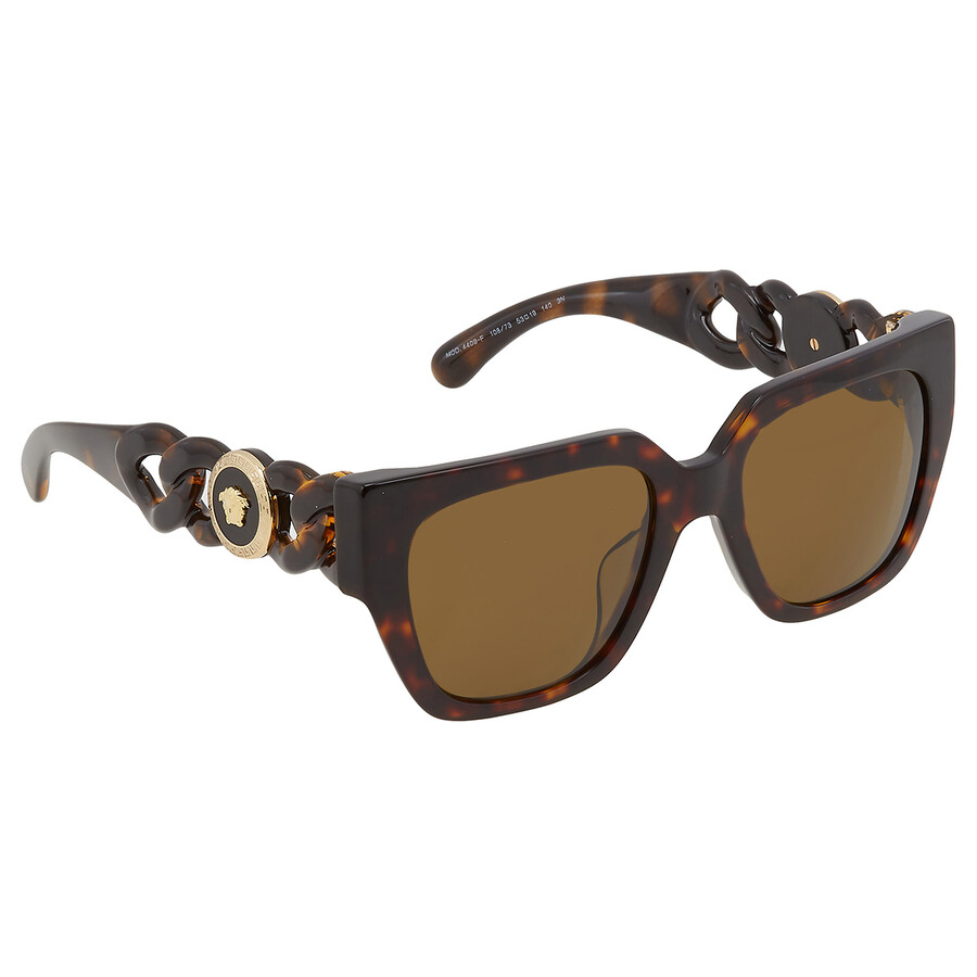 Versace Brown Square Ladies Sunglasses VE4409F 108/73 53 8056597550567 Sunglasses, Versace