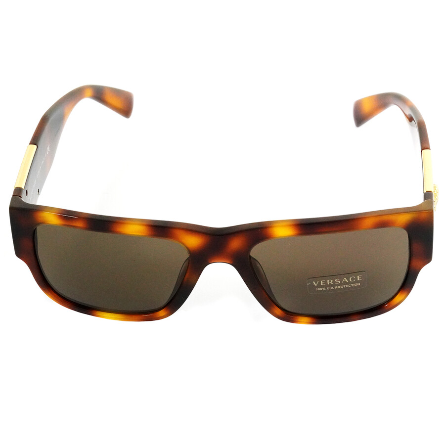Versace Dark Brown Rectangular Men's Sunglasses VE4406 521773 56