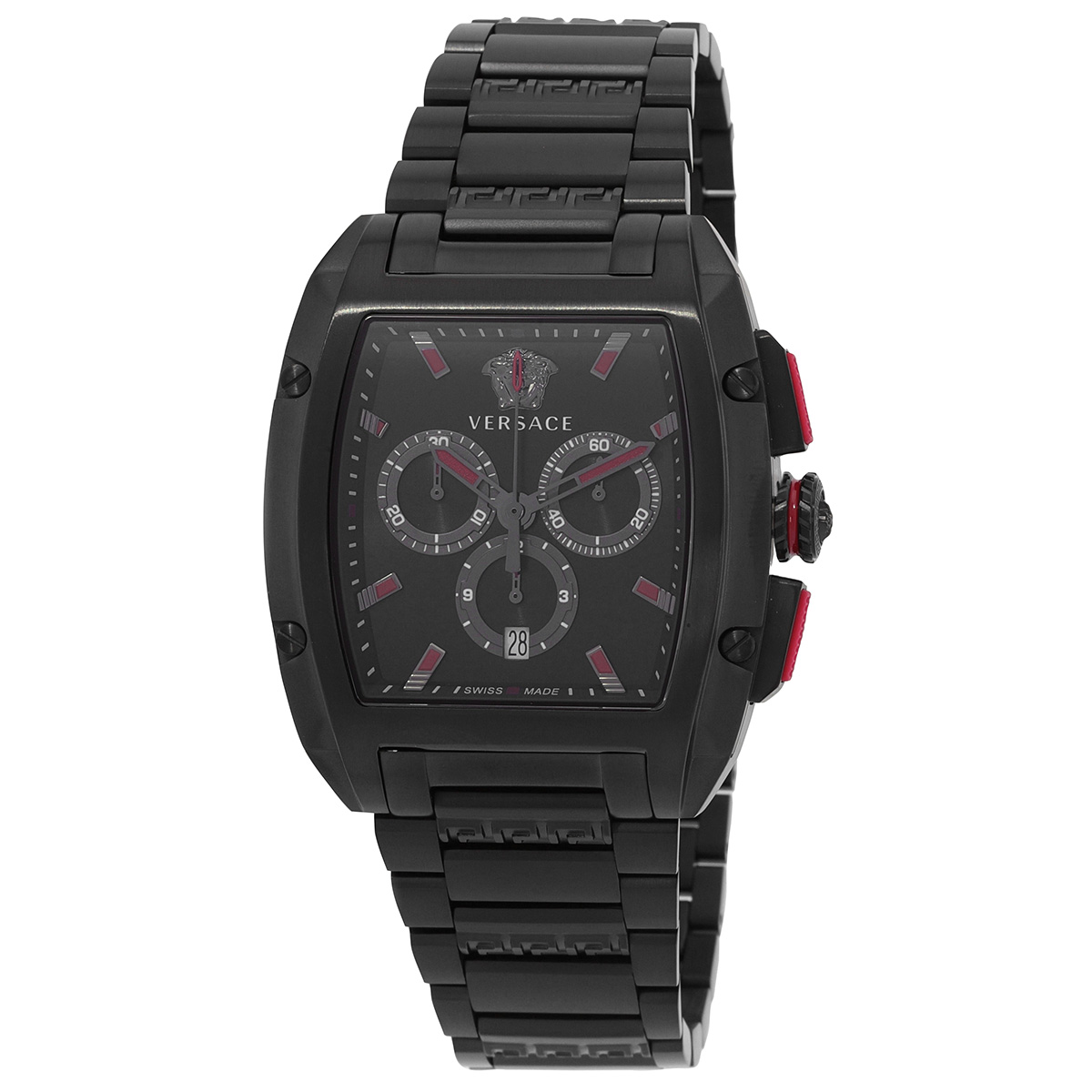 Versace Dominus Chronograph Quartz Black Dial Black Steel Strap Watch For Men - VE6H00623