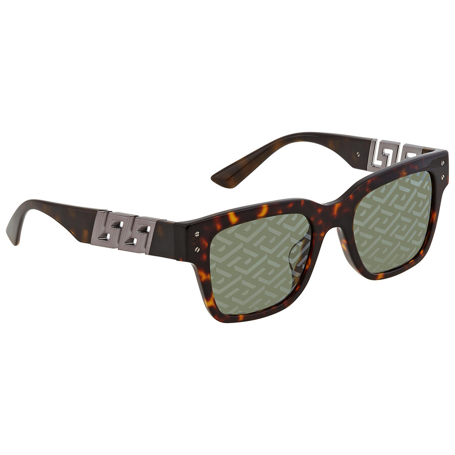 Versace Green Monogram Silver Rectangular Men's Sunglasses VE4421F 108