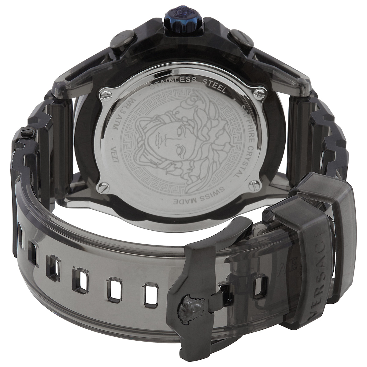 Versace Icon Active Chronograph Quartz Gold Dial Red Leather Strap Watch For Men - VEZ701222