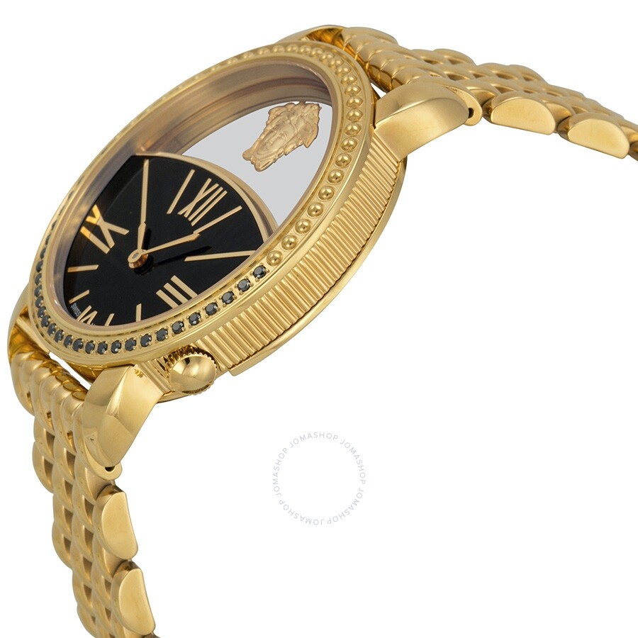 Versace Krios Black Enamel and Transparent Dial Rose Goldplated Ladies
