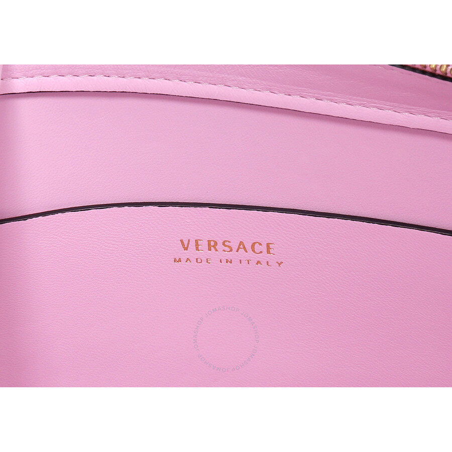 Versace Ladies Pink Leather Tribute Medusa Studded Tote Bag DBFG462