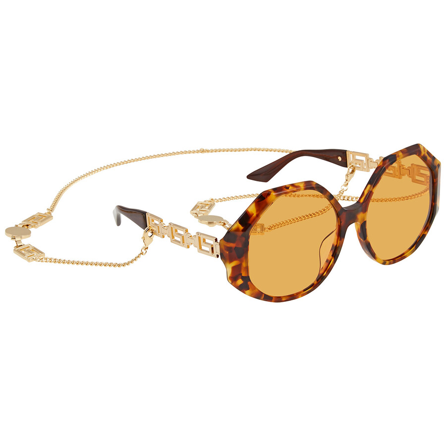 Versace Orange Geometric Ladies Sunglasses VE4395 5119/7 59 8056597352697 Sunglasses, Versace