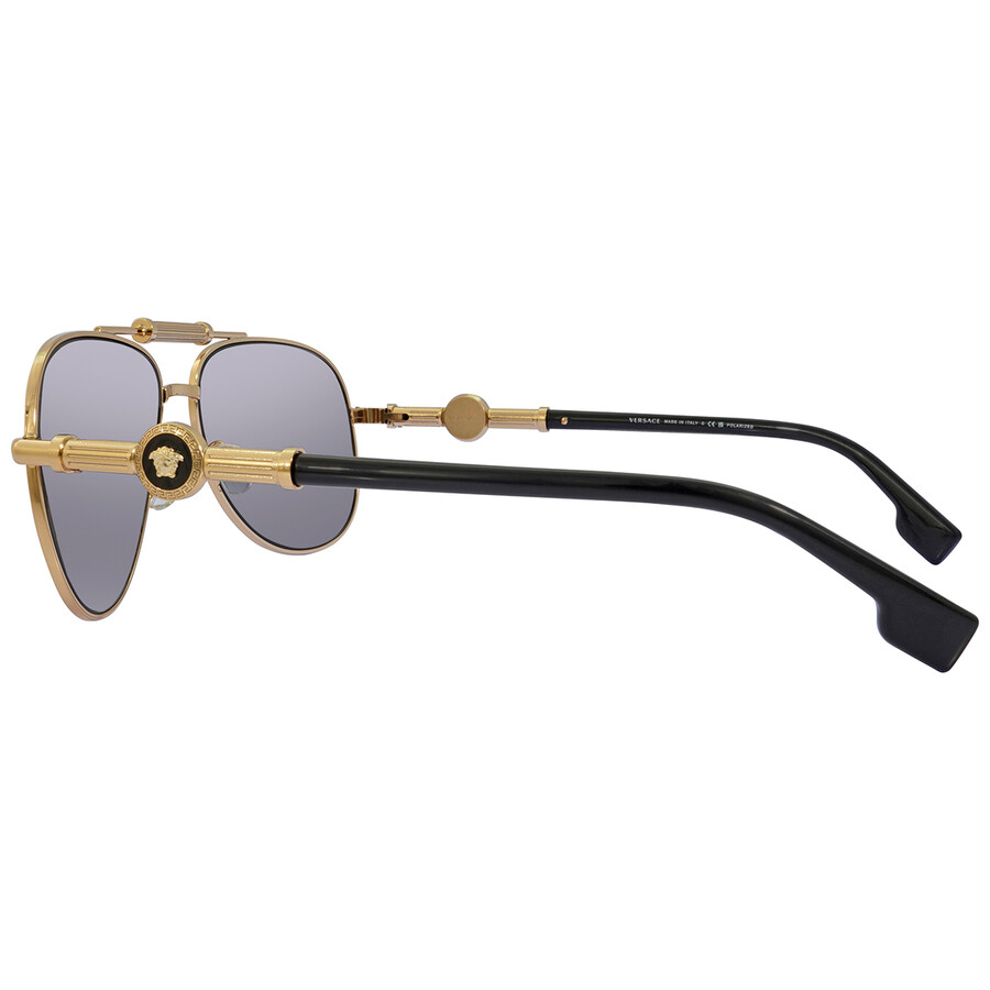 Versace Polarized Grey Mirror Silver Pilot Unisex Sunglasses VE2236