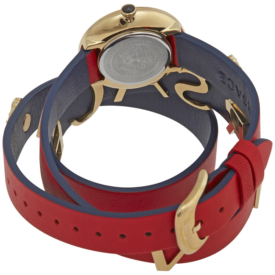 Versace VFlare Quartz Silver Dial Red Leather Ladies Watch VEBN00418