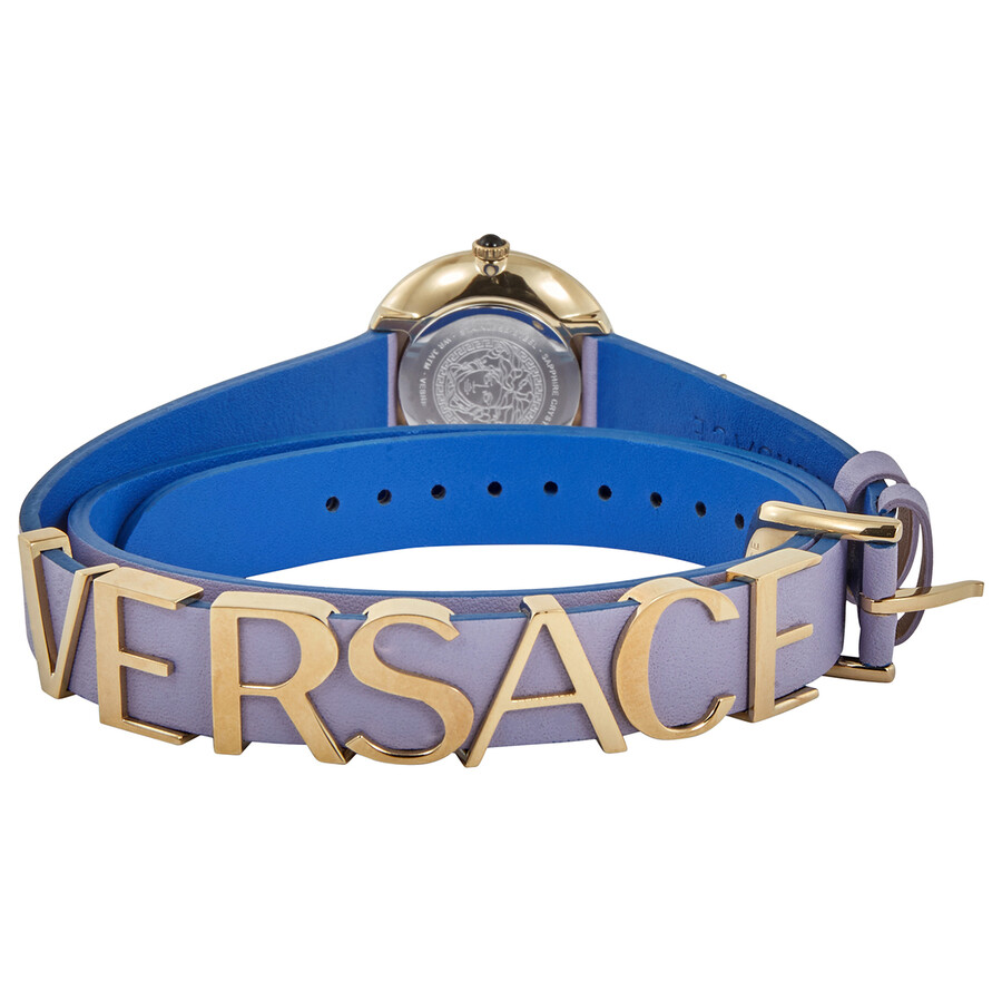 Versace VFlare Silver Dial Purple Leather Ladies Watch VEBN00318