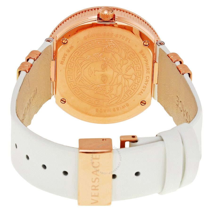 Versace VMetal White Leather Band Ladies Watch VLC04 0014 VLC04 0014