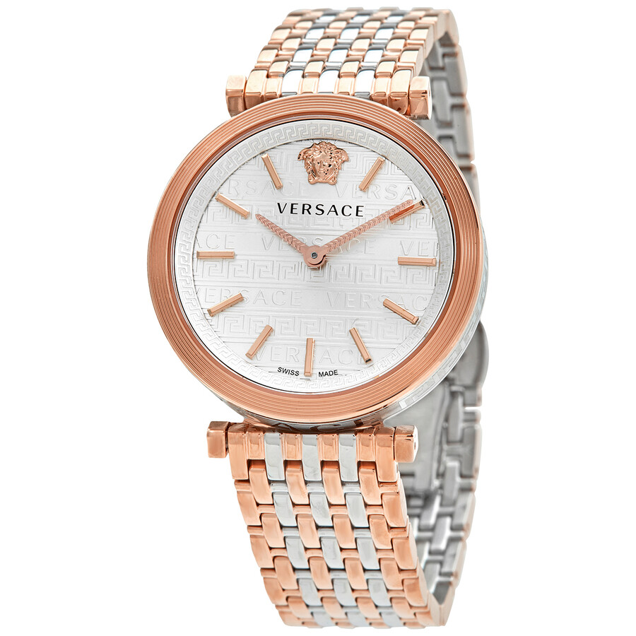 Versace VTwist Quartz Silver Dial Ladies TwoTone Watch VELS00719