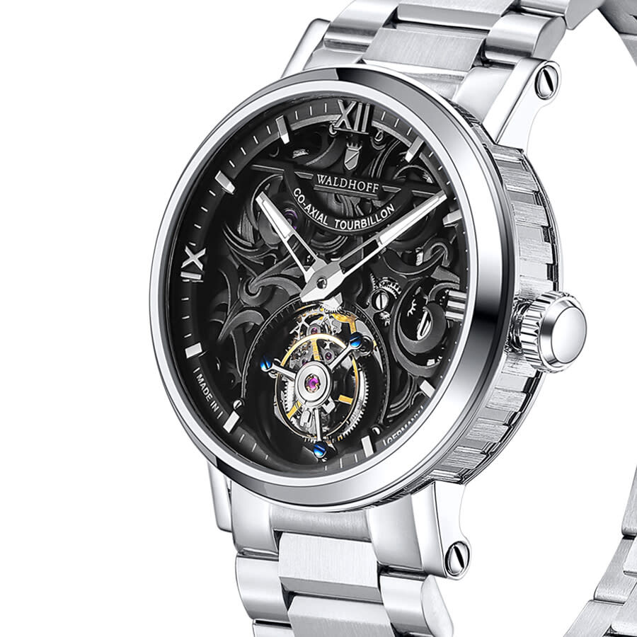 Waldhoff Metropolis Tourbillon Hand Wind Black Dial Men's Watch MW18BL Watches, Metropolis