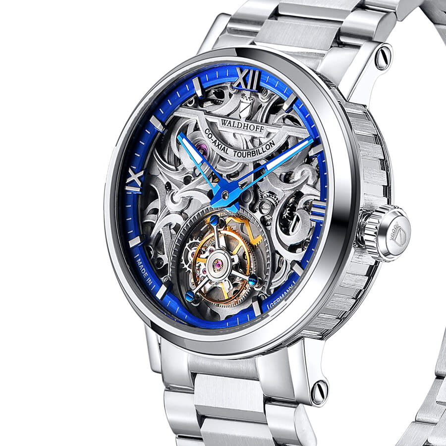 Waldhoff Metropolis Tourbillon Hand Wind Blue Dial Men's Watch MW18CL