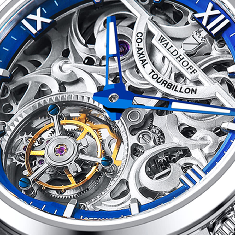 Waldhoff Metropolis Tourbillon Hand Wind Blue Dial Men's Watch MW18CL