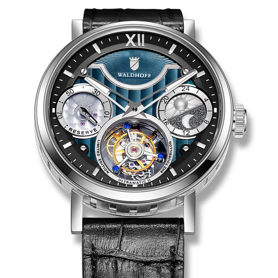 Waldhoff Ultramatic II Tourbillon Hand Wind Black Dial Men's Watch