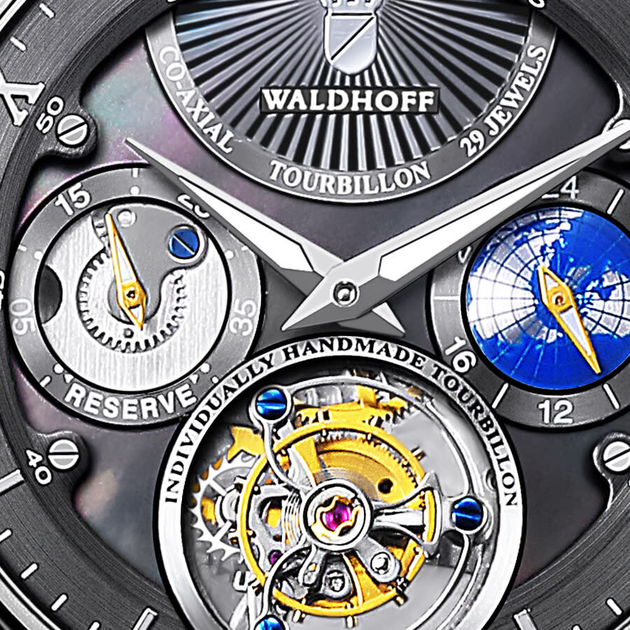 Waldhoff Ultramatic Limited GMT Tourbillon Grey Dial Men's Watch MW