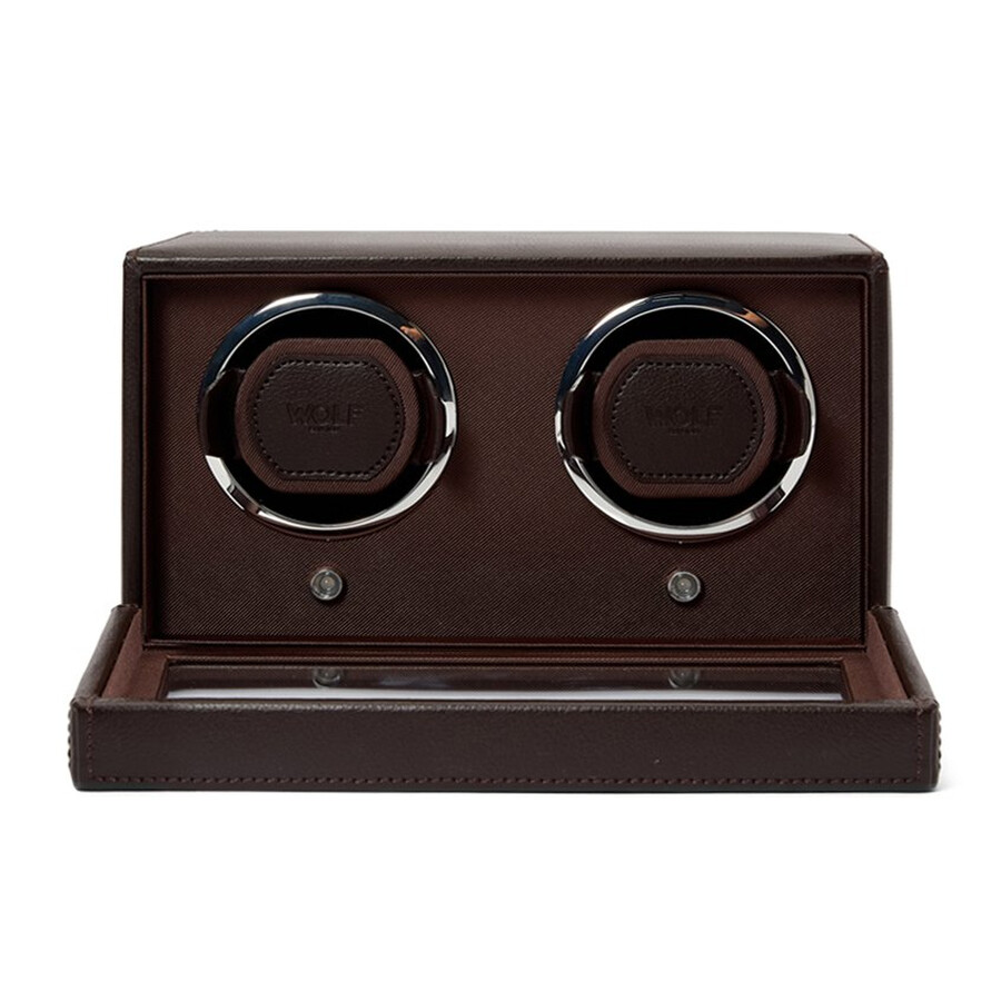 Wolf Cub Double Watch Winder with Cover Brown 461206 098152750676