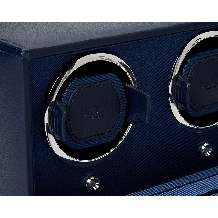 Wolf Cub Double Watch Winder with Cover Navy 461217 098152750669